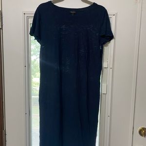 Talbots | Navy blue cotton dress with scalloped cap sleeves